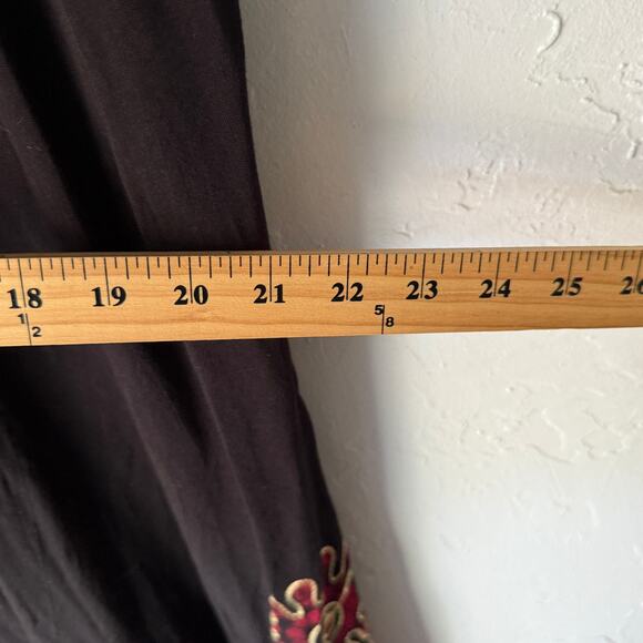 Star India Black Red Embroidered Floral Boho Handkerchief Hem Dress One size NWT - Picture 8 of 9